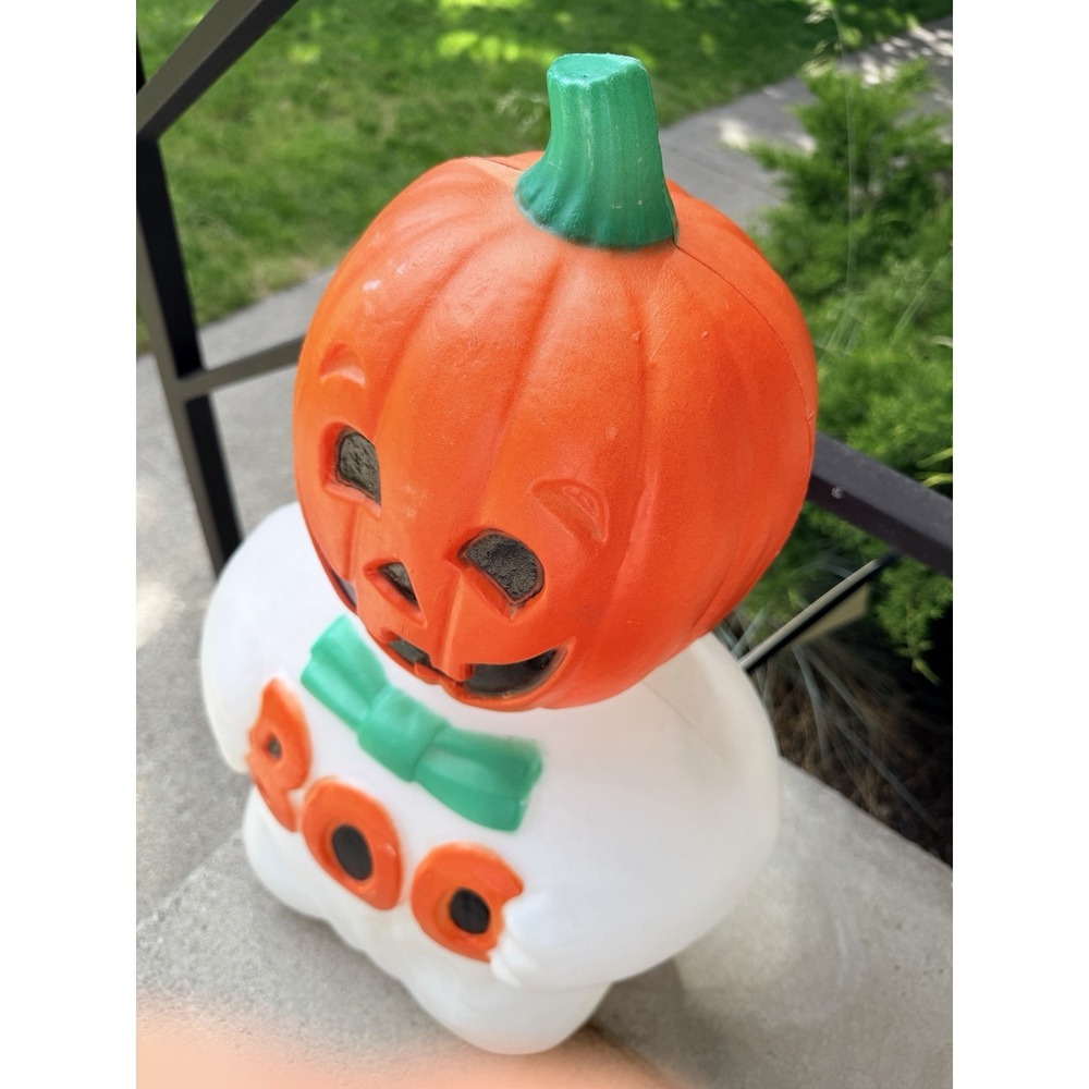 Vintage TPI Farley 1993 Ghost Pumpkin Head Halloween Blow Mold Lighted 24" BOO - Picture 2 of 6